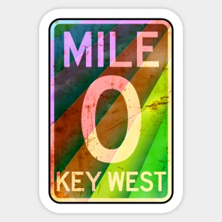 Key West Florida  Mile 0 Rainbow Overseas Highway Vintage Travel Pride Sticker